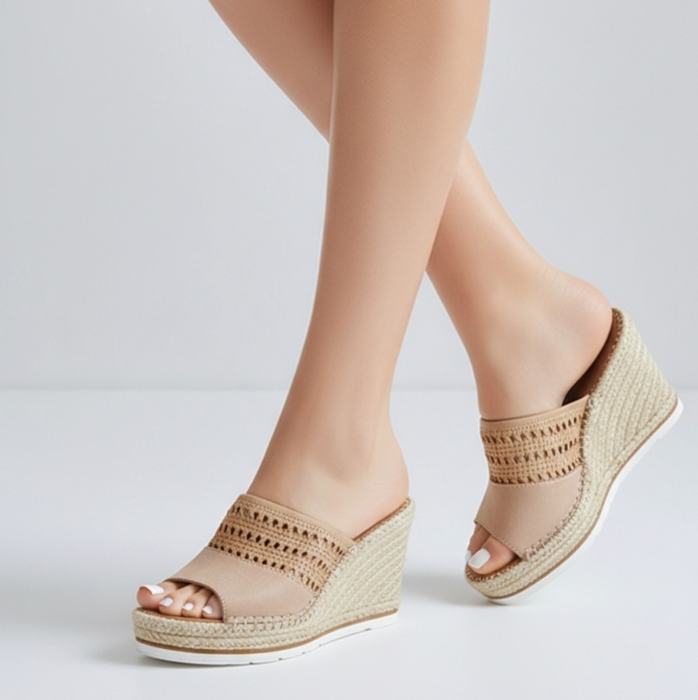 Tom's Monica Mule Wedge Heel-Tan